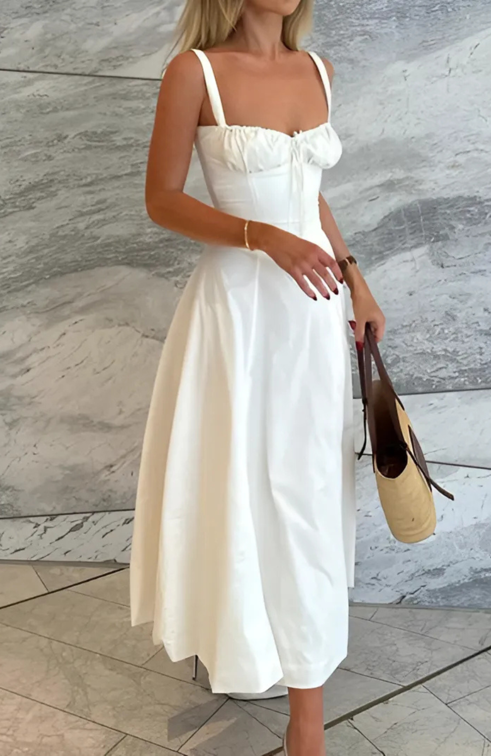 LAURA SATIN MIDI DRESS