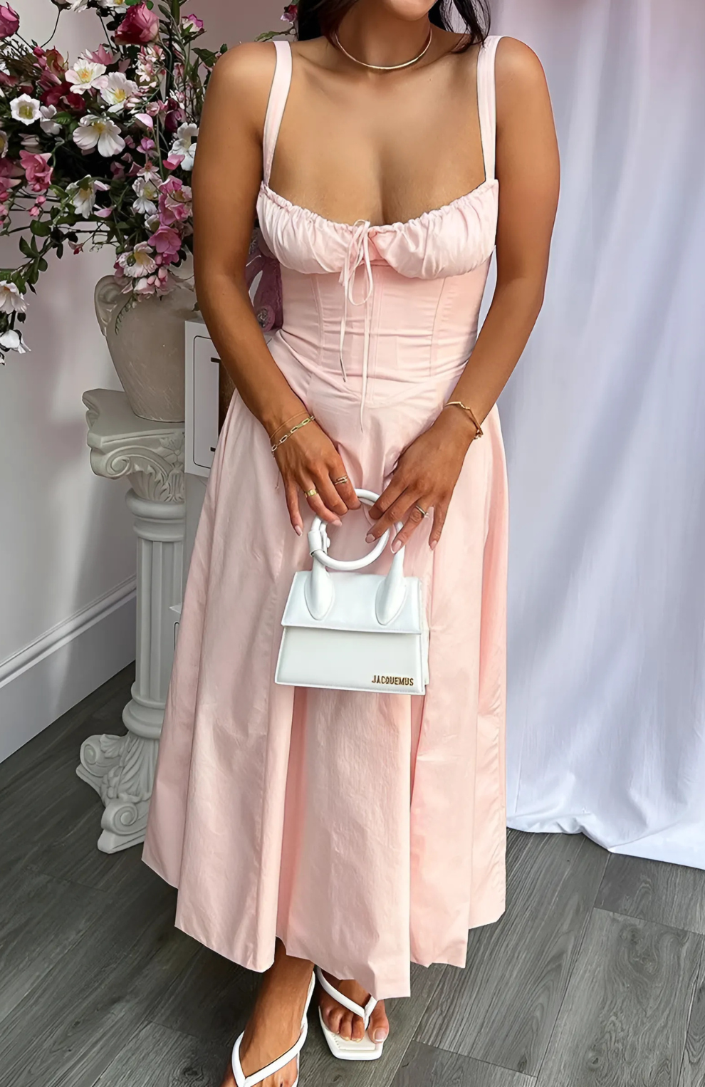 LAURA SATIN MIDI DRESS