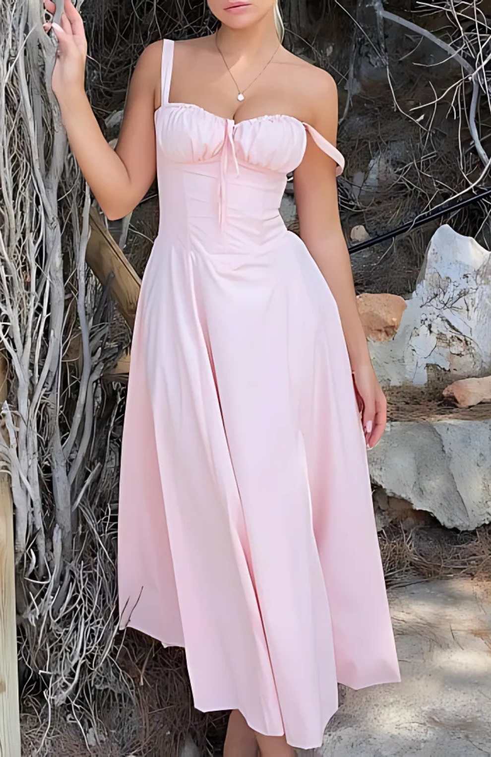 LAURA SATIN MIDI DRESS