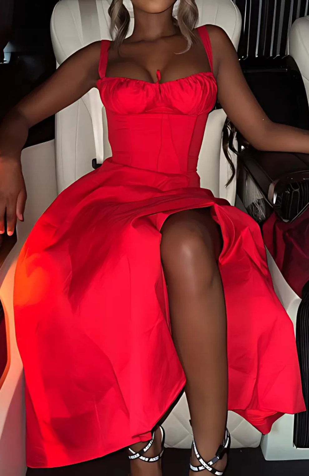 LAURA SATIN MIDI DRESS