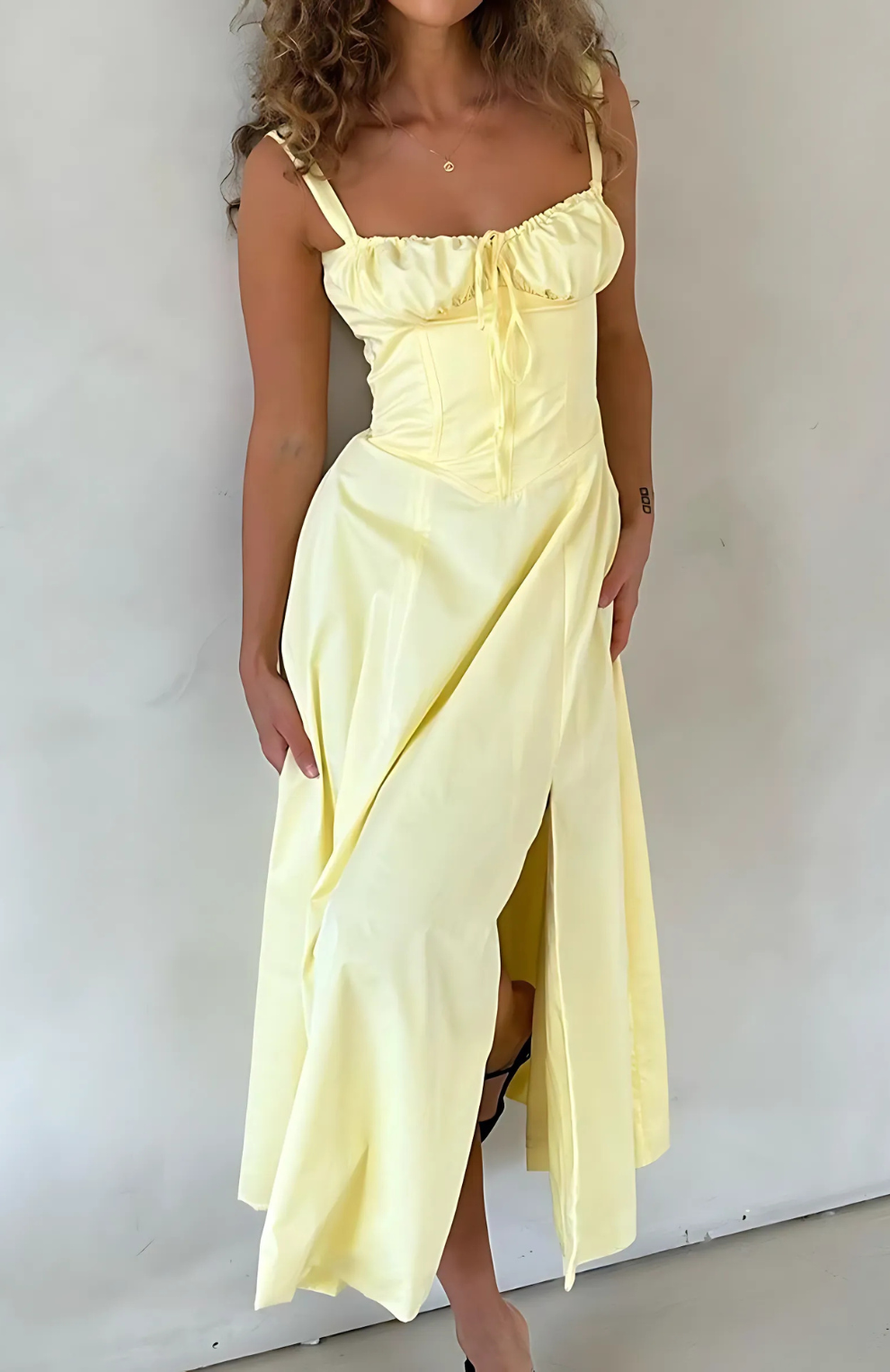 LAURA SATIN MIDI DRESS